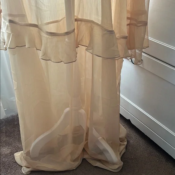 Sheer Tan Ruffle Boho Maxi Dress - Picture 4 of 7